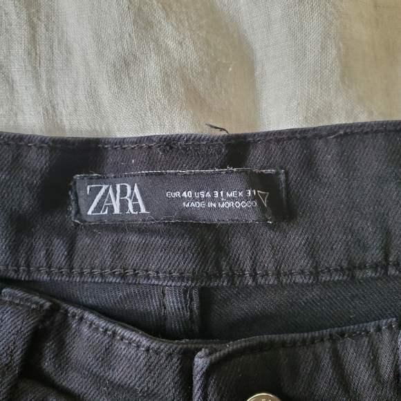 ZARA | High Rise Skinny Distressed Black Denim Jeans (Size 31) - Picture 3 of 9